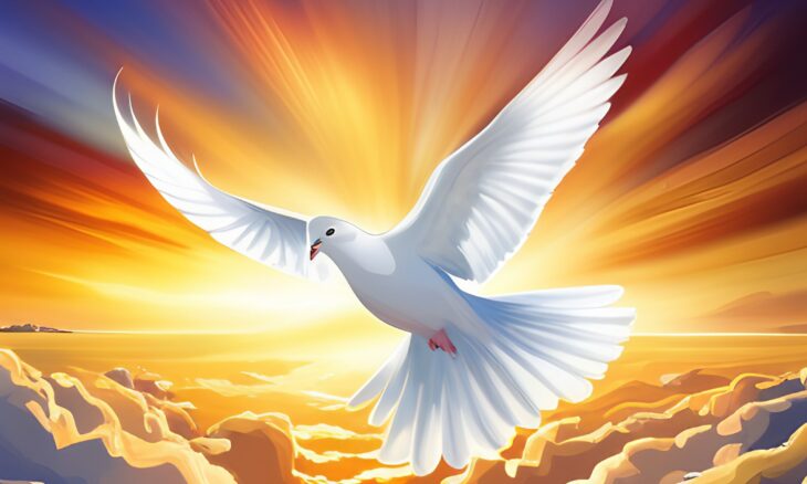 Image of a dove soaring in the sky, representing the Holy Spirit and the concept of freedom.
