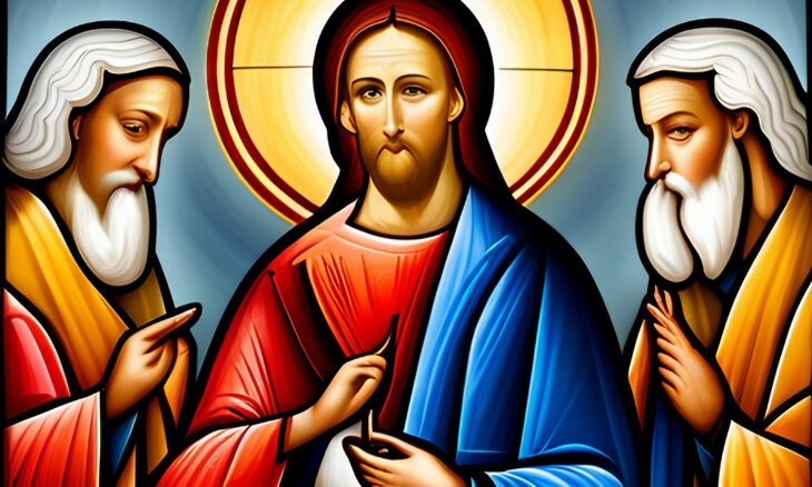 Icon depicting the Holy Trinity, representing the unity and love within the divine nature.