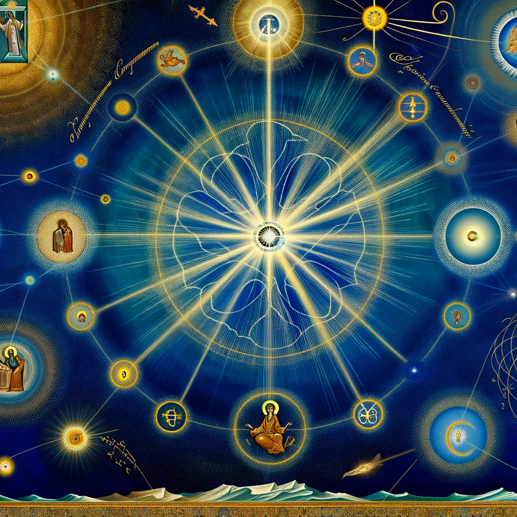 Illustration of the Transcendent Logos and the Cosmos in Eastern Orthodox Art Style